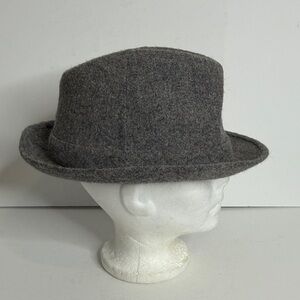 Vintage London Fog Hat Mens 7 1/8 58 Gray Wool Tweed MCM Trilby Fedora Germany